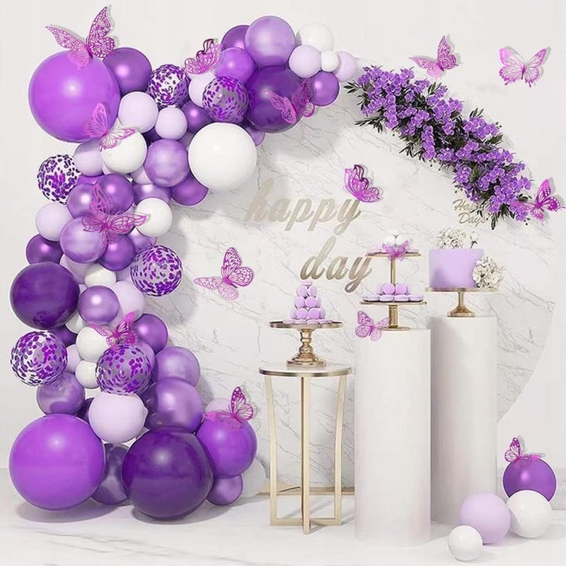 Rindion 84PCS 3D Butterfly Decorations, 3 Sizes 7 Styles Butterfly Wall Decor Purple Butterflies Decorations for Cake, Butterflies Party, Birthday, Wall - Image 5